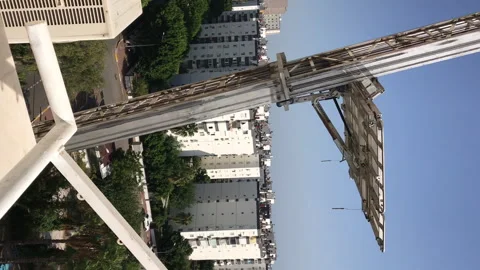 Mobile elevator for transporting household items on the upper floors. An empty p Stock Footage 253737332