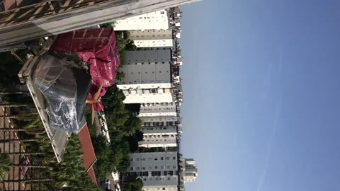 Mobile elevator for transporting household items on the upper floors. The platfo Stock Footage 253737436