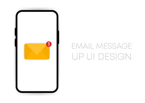 Mobile email message app UI vector mockup on smartphone screen. Social networ Stock Illustration