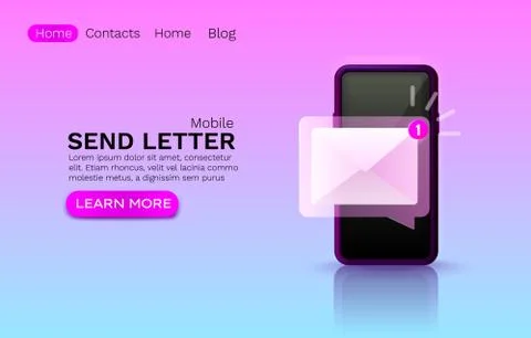 Mobile email message, chat internet, web site banner design. Vector Stock Illustration