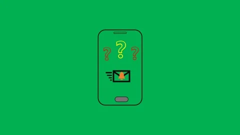 Mobile Email Notification Animation with Message Alert and Question Icons Stock Footage 334169140
