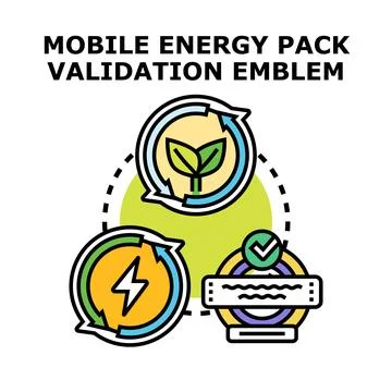 Mobile energy pack validation emblem concept Stock Illustration