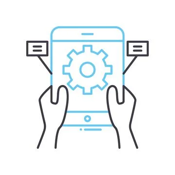 Mobile engineering line icon, outline symbol, vector illustration, concept sign Stock Illustration