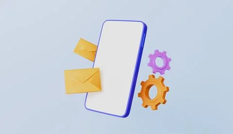 Mobile with envelop gear icon concept for smartphone service Stock Illustration