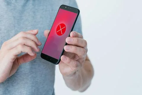 Mobile error access block user phone red warning Stock Photos