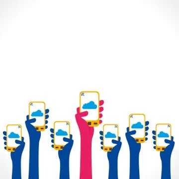 Mobile on every hand using vector イラスト素材