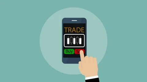 Mobile exchange trading app, forex exchange on smartphone, Investment concept Illustrazione stock