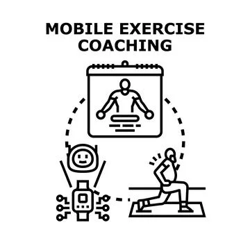 Mobile exercise coaching concept using digital fitness technology Stock Illustration