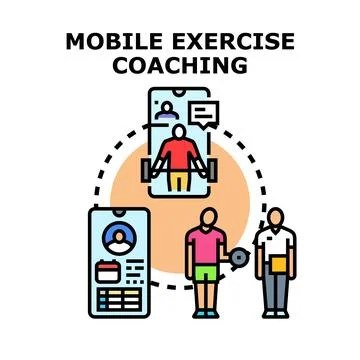 Mobile exercise coaching concept vector illustration Stock Illustration