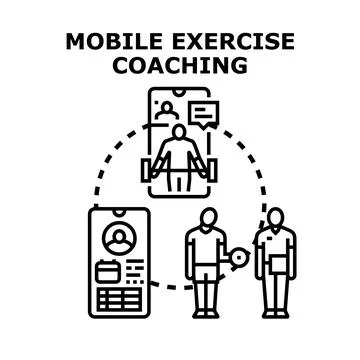 Mobile exercise coaching concept vector illustration Stock Illustration