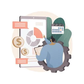 Mobile expense management abstract concept vector illustration. Illustrazione stock