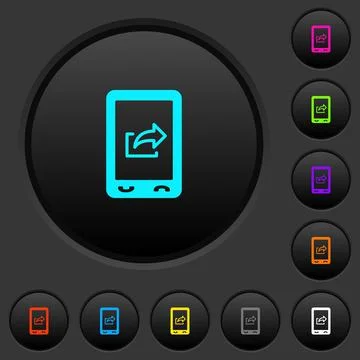 Mobile export data dark push buttons with color icons Illustrazione stock