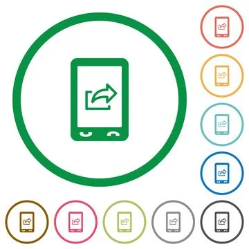 Mobile export data flat icons with outlines Stock Illustration