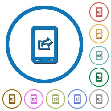 Mobile export data icons with shadows and outlines Stock Illustration