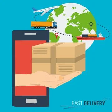Mobile fast delivery concept Stock Illustration