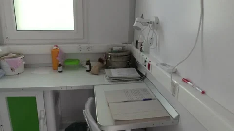 Mobile feldsher-obstetric station machine, medicine E Video stock 160355847