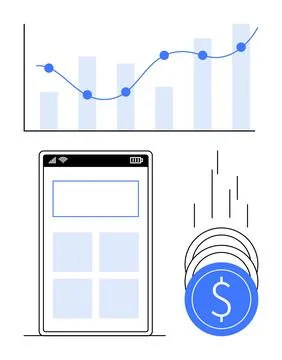 Mobile Financial Management with Graph Analysis and Virtual Coin Transactions イラスト素材