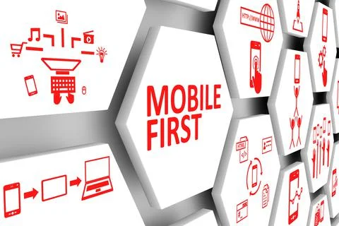 MOBILE FIRST concept cell background 3d illustration Stock Illustration