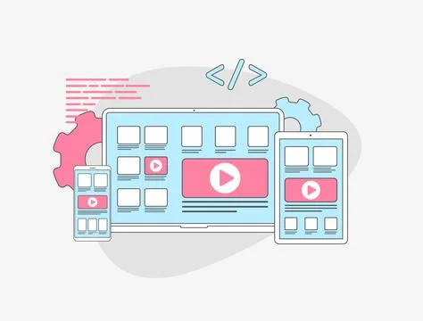 Mobile First Design - Responsive web design page for optimal display on various イラスト素材