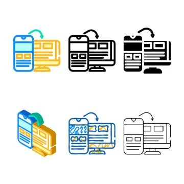 Mobile first design seo color icon vector range Stock Illustration