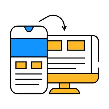 Mobile first design seo icon color illustration Stock Illustration