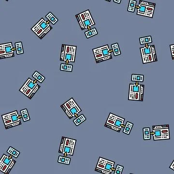 Mobile first design seo vector seamless pattern Stock Illustration