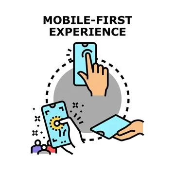 Mobile first experience design and development concept 库存插图