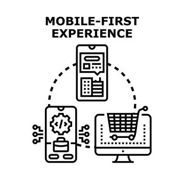Mobile first experience developing responsive application design Иллюстрация