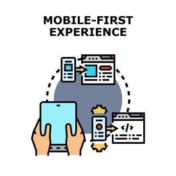 Mobile first experience development and user interface design Stock-Illustration
