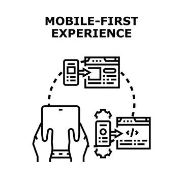 Mobile first experience development and user interface design 库存插图