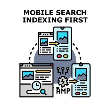 Mobile first indexing search engine optimization concept Stock Illustration