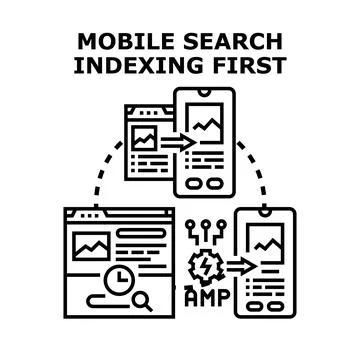 Mobile first indexing search engine optimization concept Stock Illustration