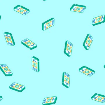 Mobile first indexing seo isometric icon seamless pattern Stock Illustration