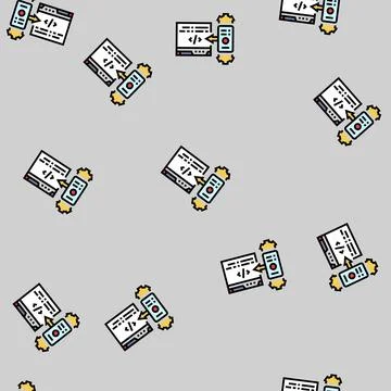 Mobile-first indexing seo vector seamless pattern Illustrazione stock