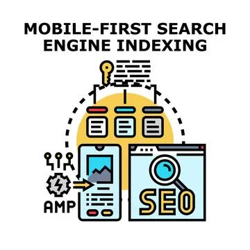 Mobile first search engine indexing process optimizing seo 스톡 일러스트