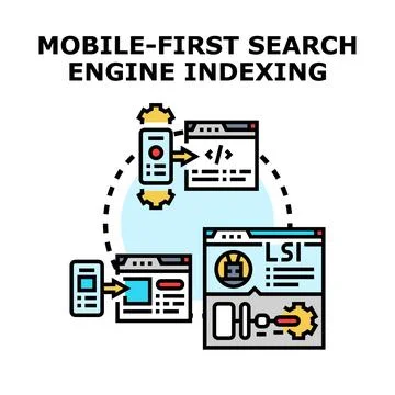 Mobile first search engine indexing and web optimization process Stock Illustration