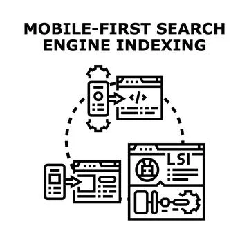 Mobile first search engine indexing and web optimization process Stock Illustration