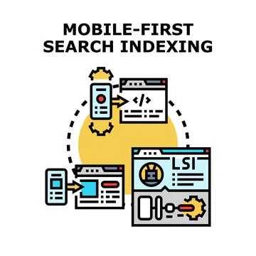 Mobile first search indexing concept developing website Stock-Illustration