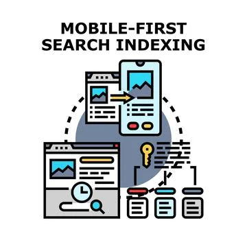 Mobile first search indexing optimizing digital content strategy Stock Illustration
