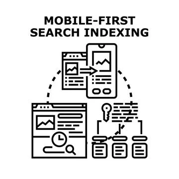 Mobile first search indexing optimizing digital content strategy Stock Illustration