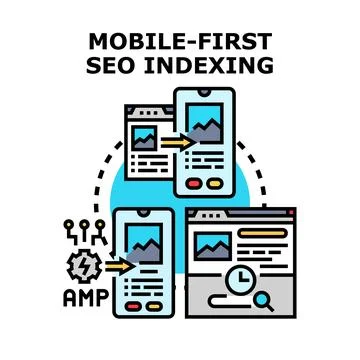 Mobile first seo indexing concept vector 库存插图