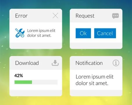 Mobile flat interface elements with colorful wallpaper, design for applicatio 스톡 일러스트