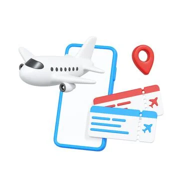 Mobile Flight Booking App with Airplane and Tickets Stock Illustration