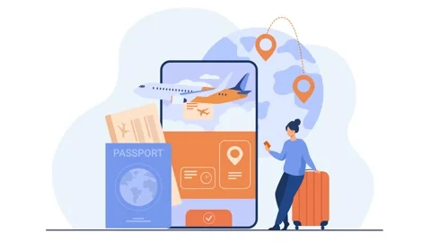 Mobile Flight Booking &amp; Boarding Pass App Interface Stock Footage 311564207