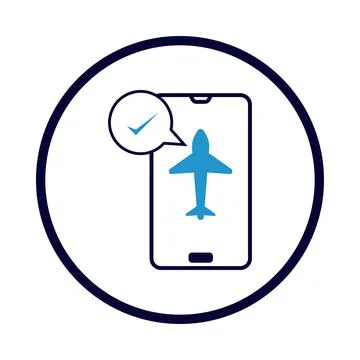 Mobile, flight, plane, online, mobile online flight check-in icon Stock Illustration