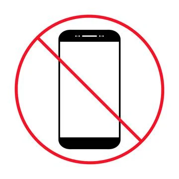 Mobile forbidden icon, no use phone sign, ban smartphone label vector illustr Stock Illustration