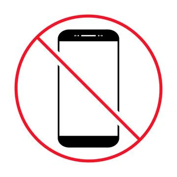 Mobile forbidden icon, no use phone sign, ban smartphone label vector illustr Stock Illustration
