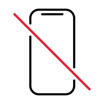 Mobile forbidden icon, no use phone sign, ban smartphone label vector illustr Stock Illustration