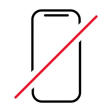 Mobile forbidden icon, no use phone sign, ban smartphone label vector illustr Stock Illustration