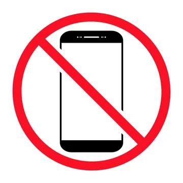 Mobile forbidden icon, no use phone sign, ban smartphone label vector illustr Stock Illustration